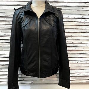 GUESS genuine leather zip jacket